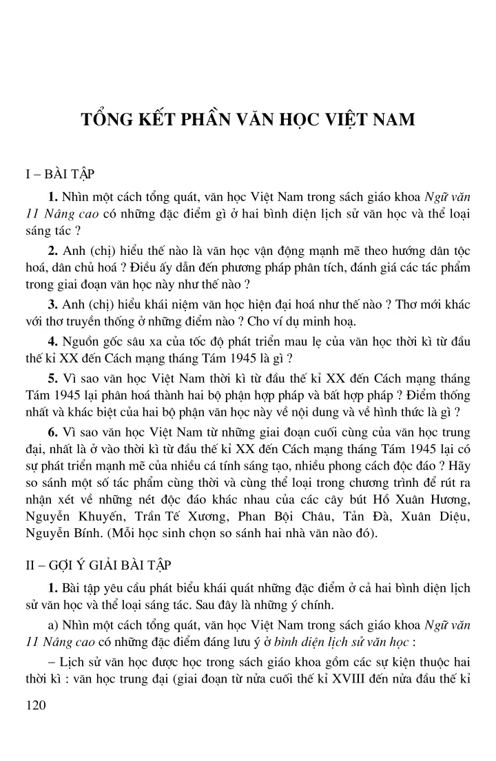 Tổng kết phần văn học Việt Nam